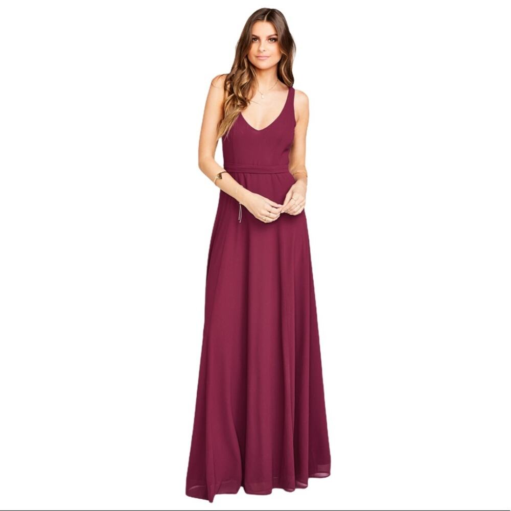 Show Me Your Mumu Jenn Maxi Dress Merlot Chiffon Formal Women's Size Small NWOT